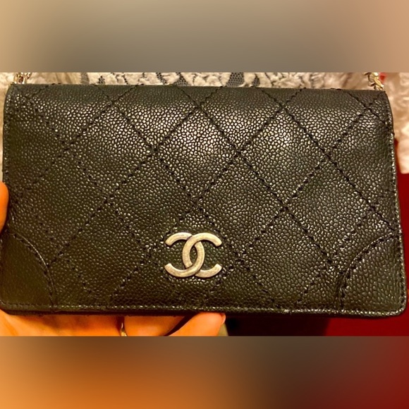 CHANEL Handbags - Chanel Black Caviar Quilted Long Leather Wallet